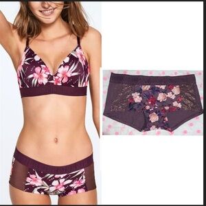 NWT Pink Victoria’s Secret cotton boyshort panties vs pink panties pink floral